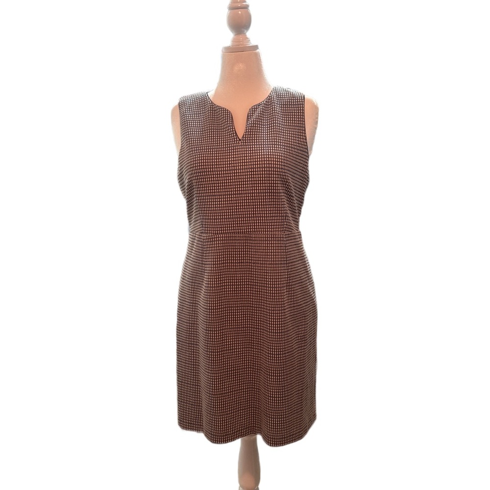 Ann Taylor Black, Blue and White Patterned Sheath Dress 14P